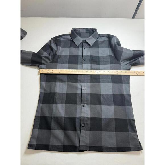 Lululemon Flannel Shirt Masons Peak Gray & Black Plaid Men's Large Zip Pocket - Picture 5 of 6